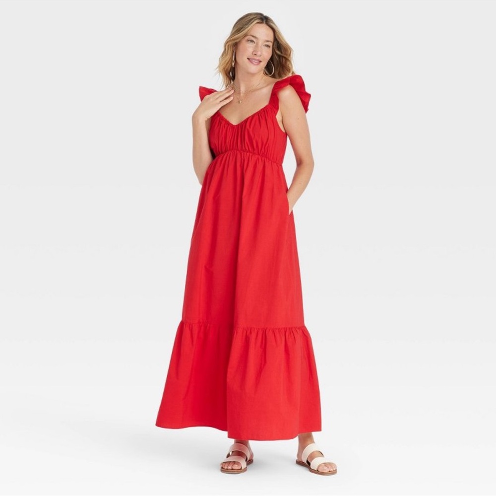 NWT Women's Flutter Cap Sleeve Maxi A-Line Dress - Universal Thread - Picture 3 of 5